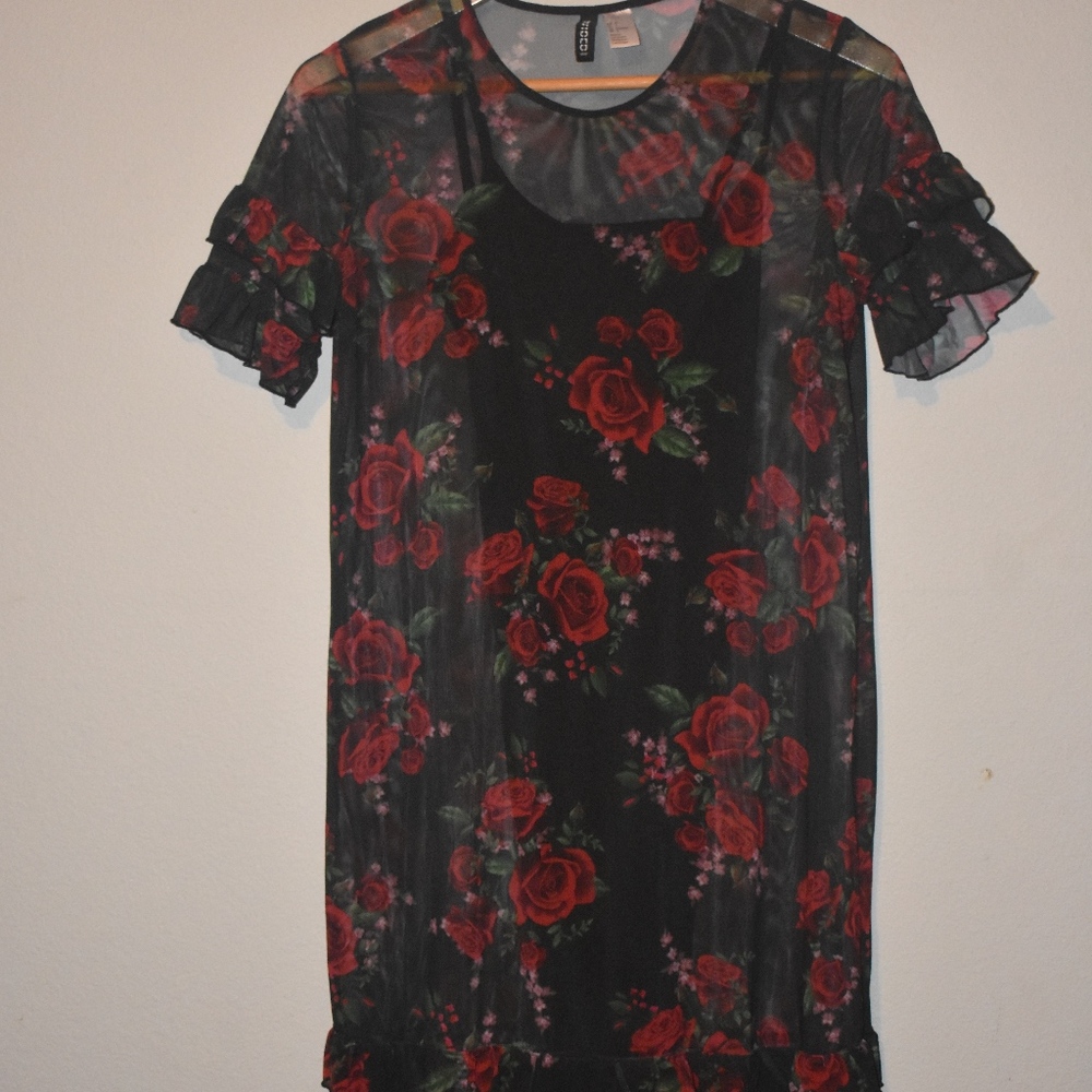 Black and red floral dress